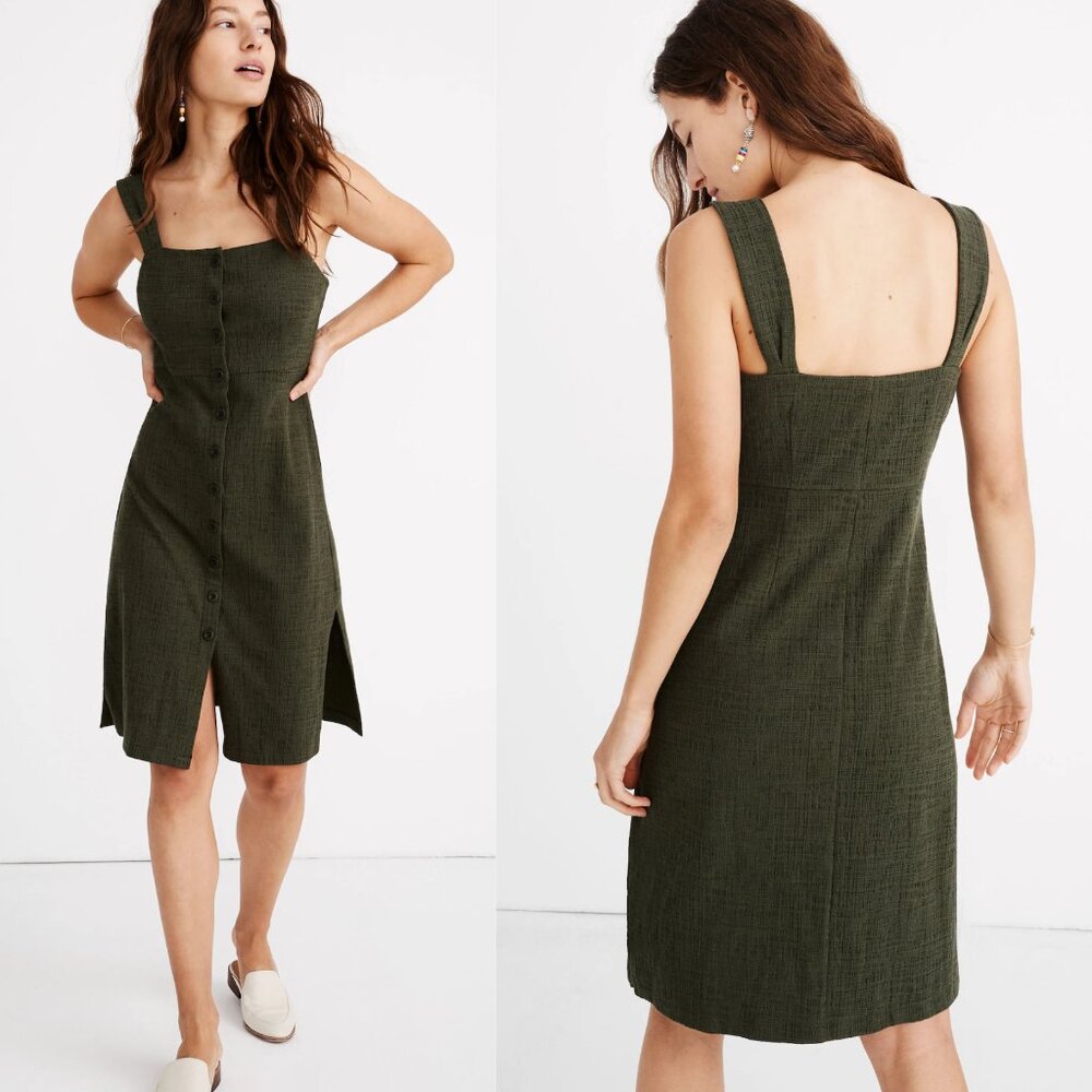 Madewell Olive Green Button-Front Dress